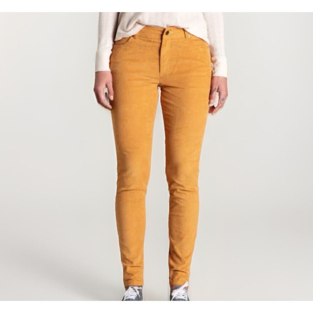 Toad & Co Karuna Corduroy Womens 4 Golden Yellow Skinny Pant Organic Cotton Hemp